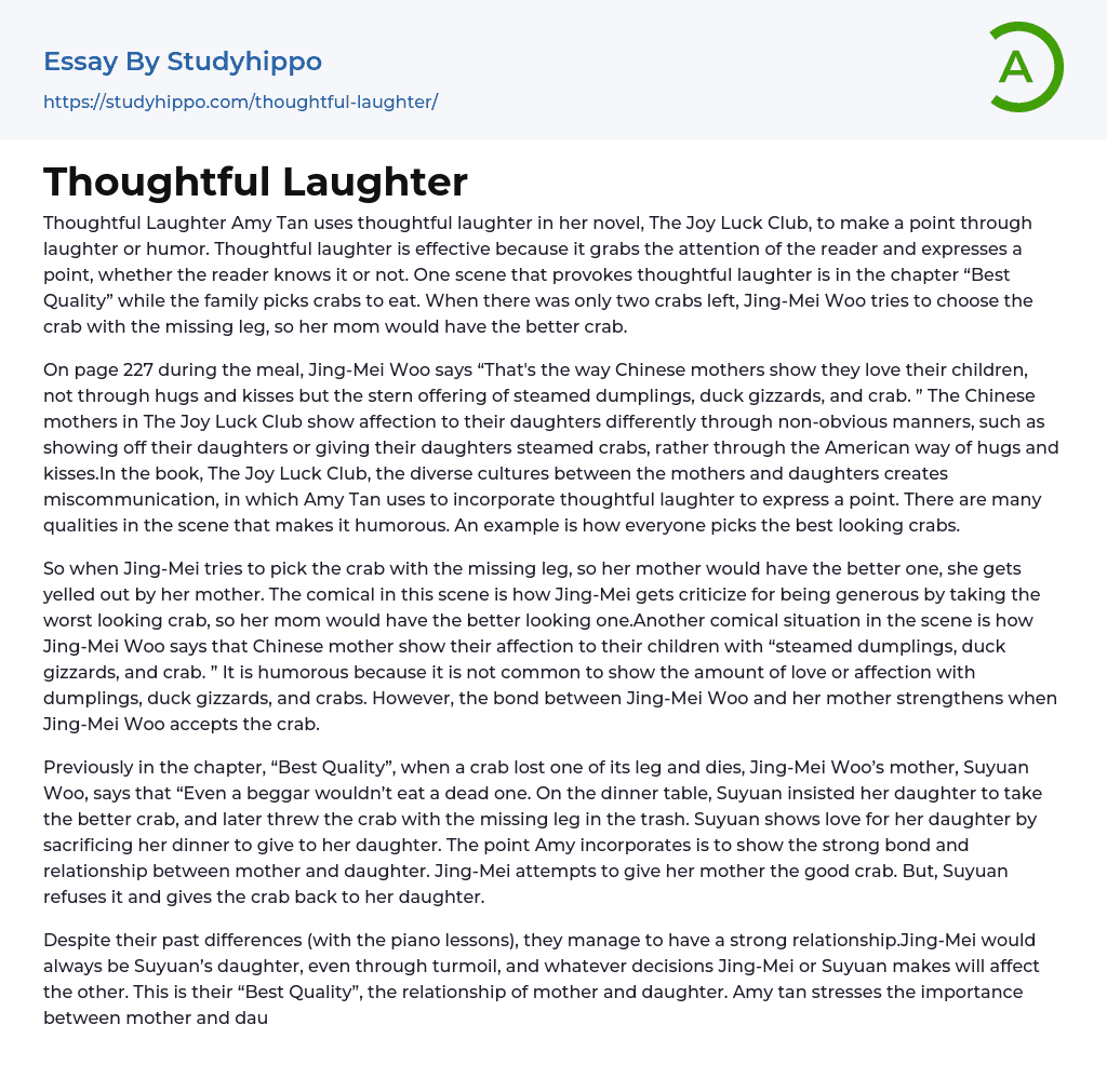 Thoughtful Laughter Essay Example
