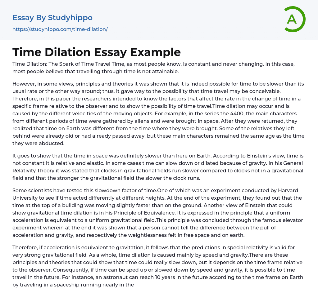 Time Dilation Essay Example