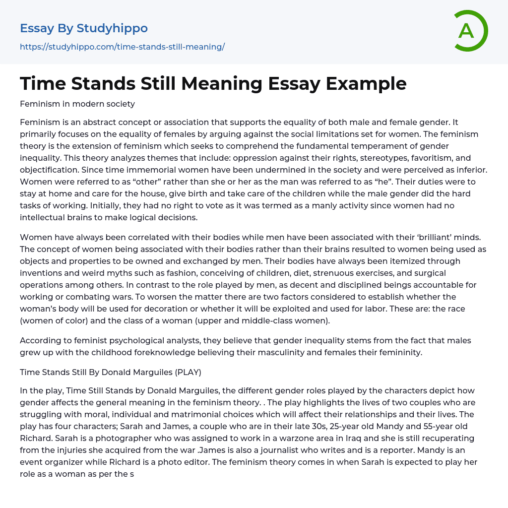 Time Stands Still Meaning Essay Example