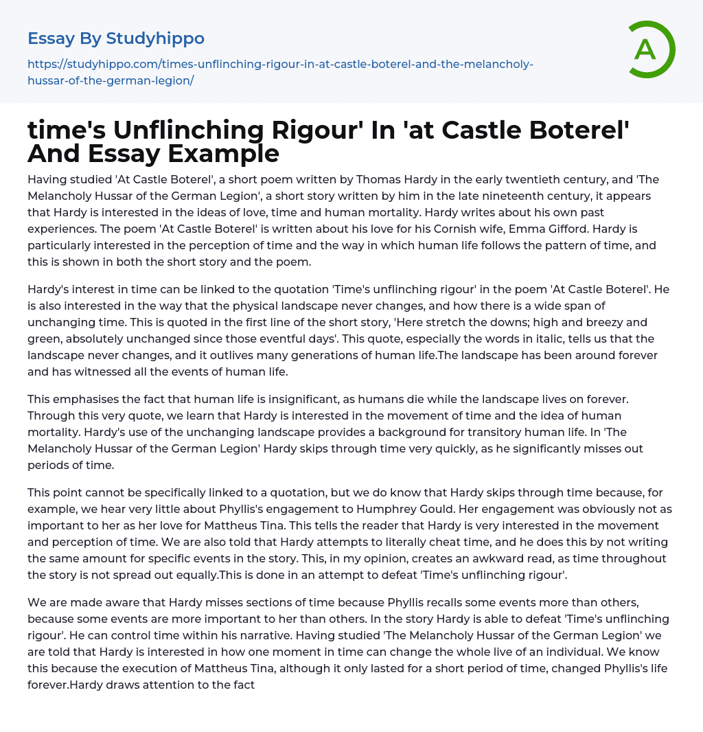 time’s Unflinching Rigour’ In ‘at Castle Boterel’ And Essay Example