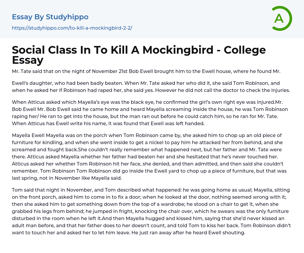 social class in to kill a mockingbird essay
