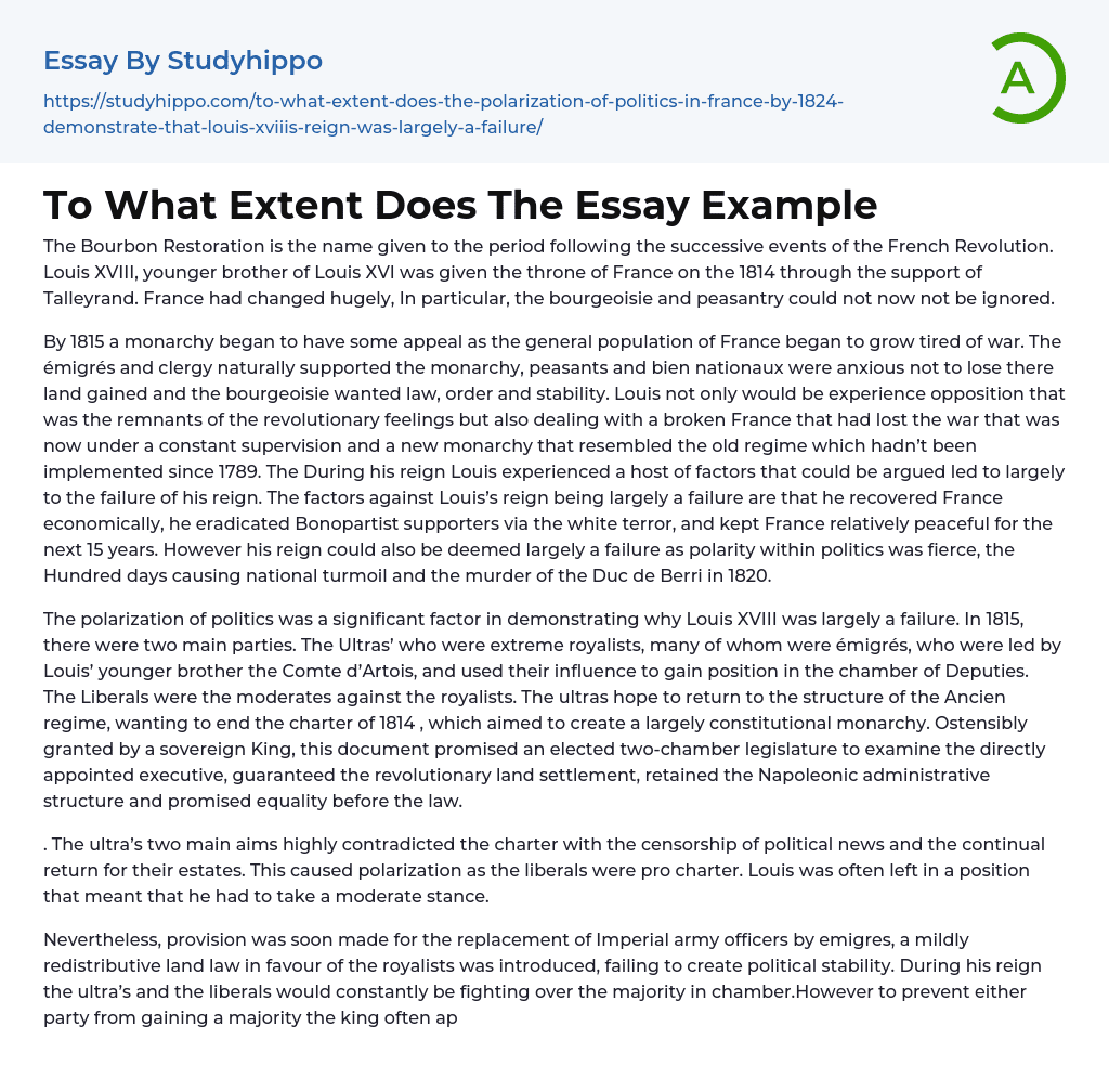 To What Extent Does The Essay Example