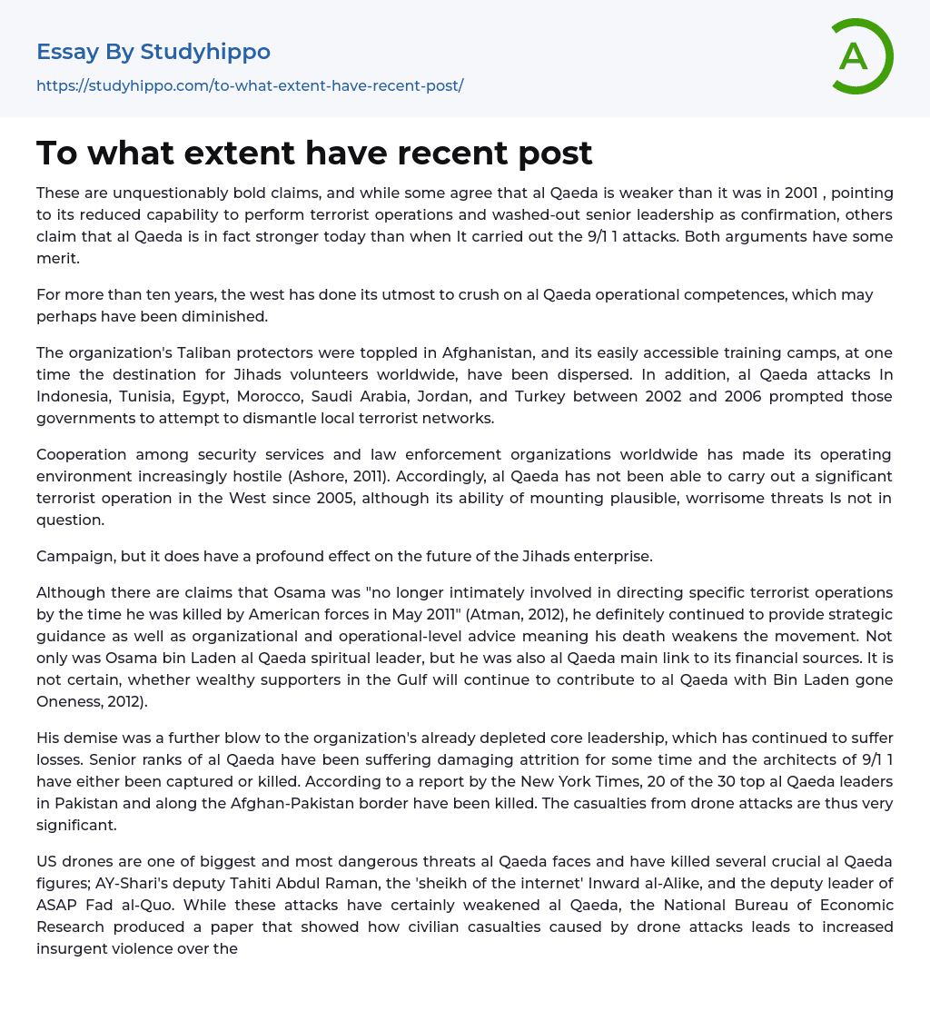 To what extent have recent post Essay Example