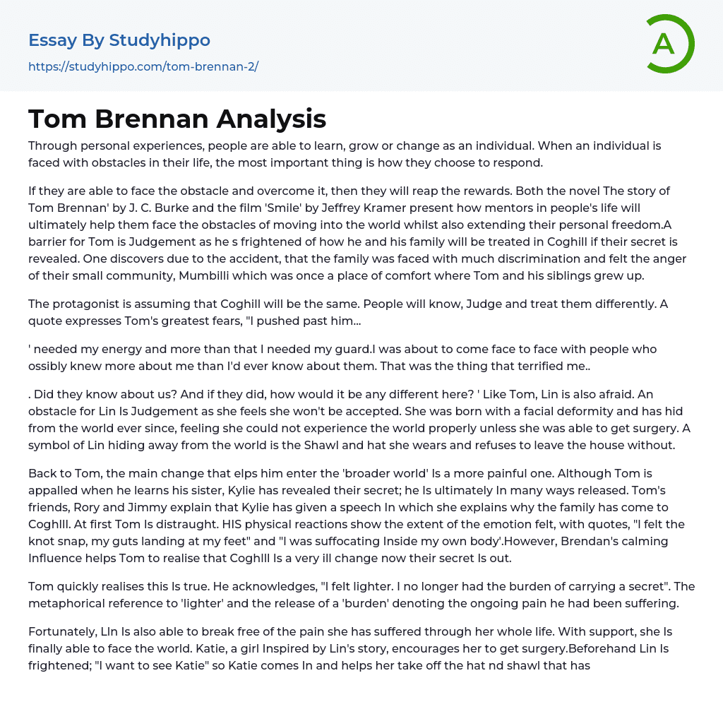 Tom Brennan Analysis Essay Example