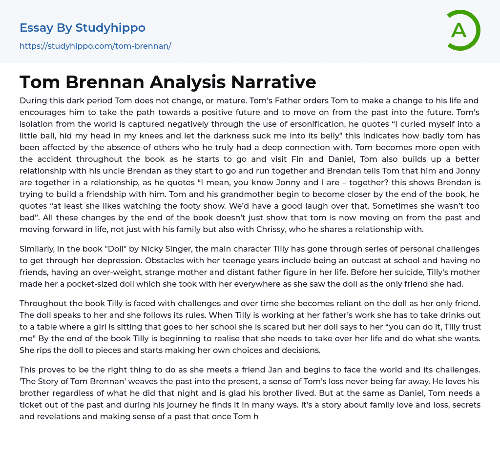Tom Brennan Analysis Narrative Essay Example