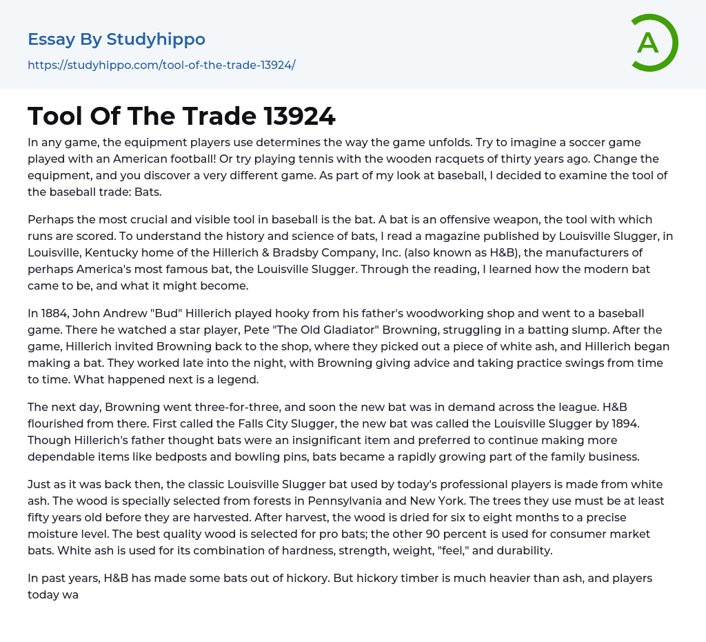 Tool Of The Trade 13924 Essay Example