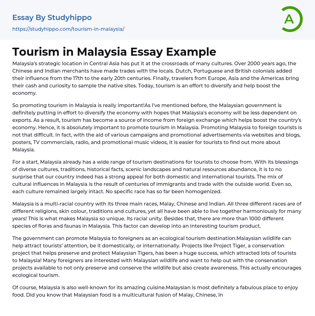 Tourism in Malaysia Essay Example
