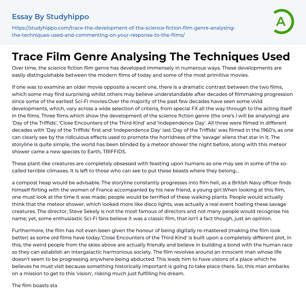 Trace Film Genre Analysing The Techniques Used Essay Example