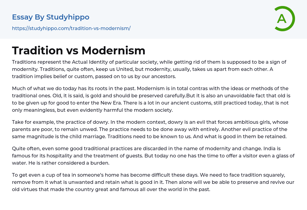 Tradition vs Modernism Essay Example