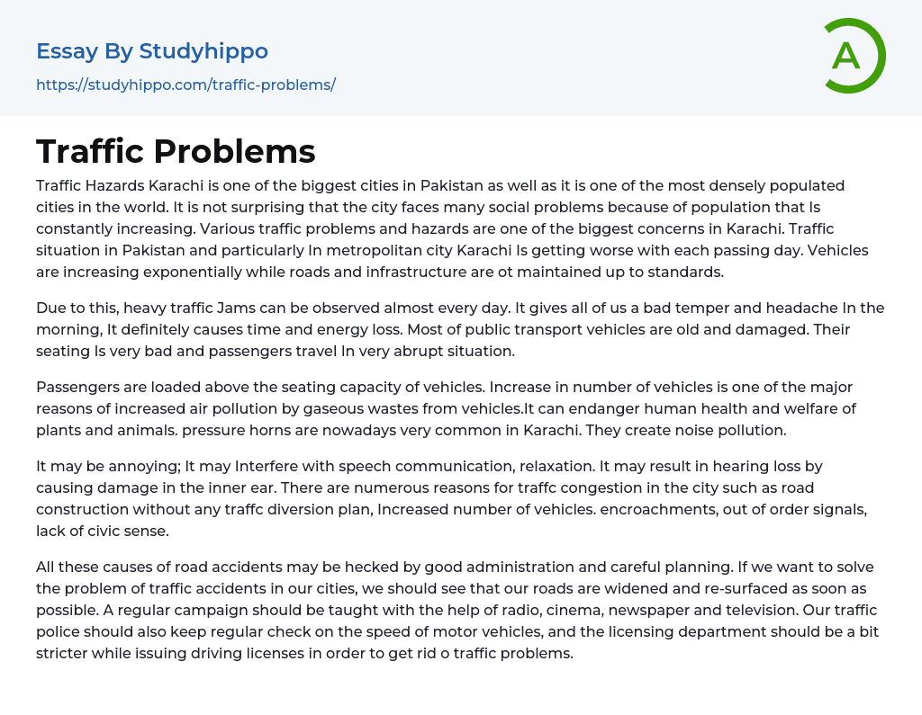 solve traffic problems essay