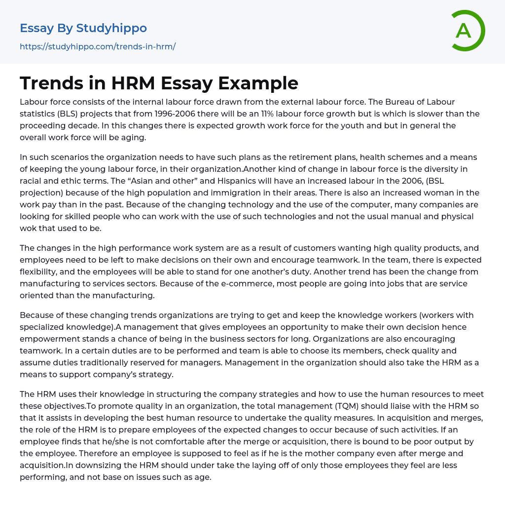 Trends in HRM Essay Example