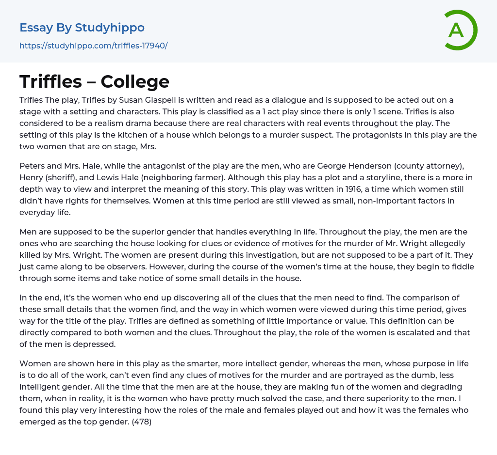 Triffles – College Essay Example