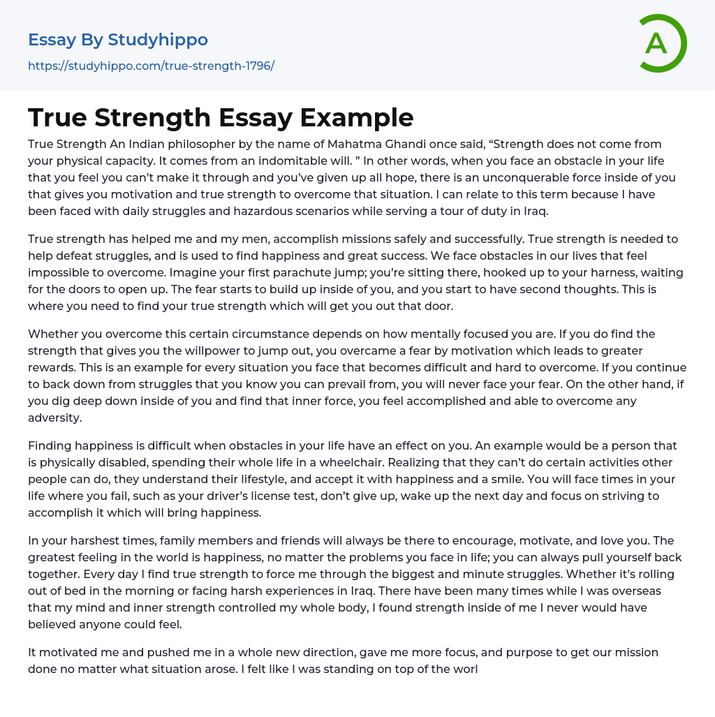 True Strength Essay Example