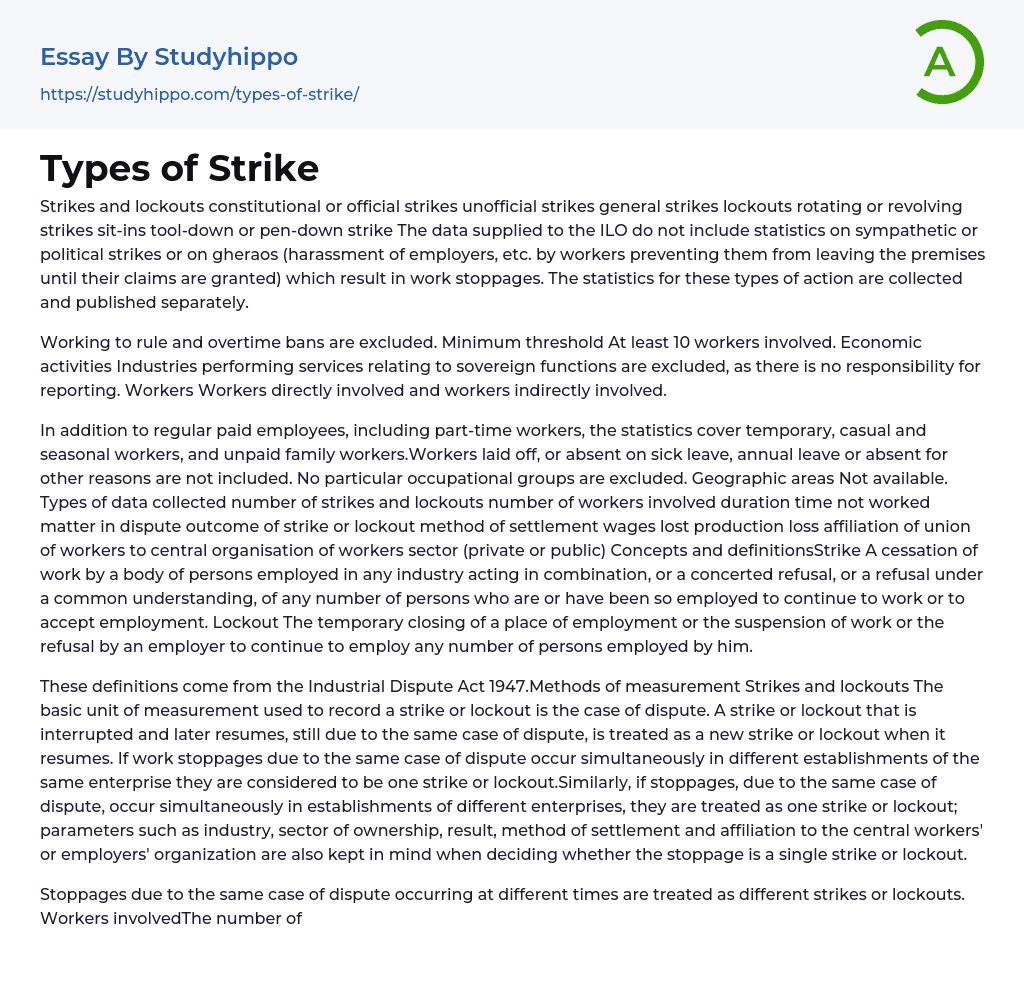 Types of Strike Essay Example