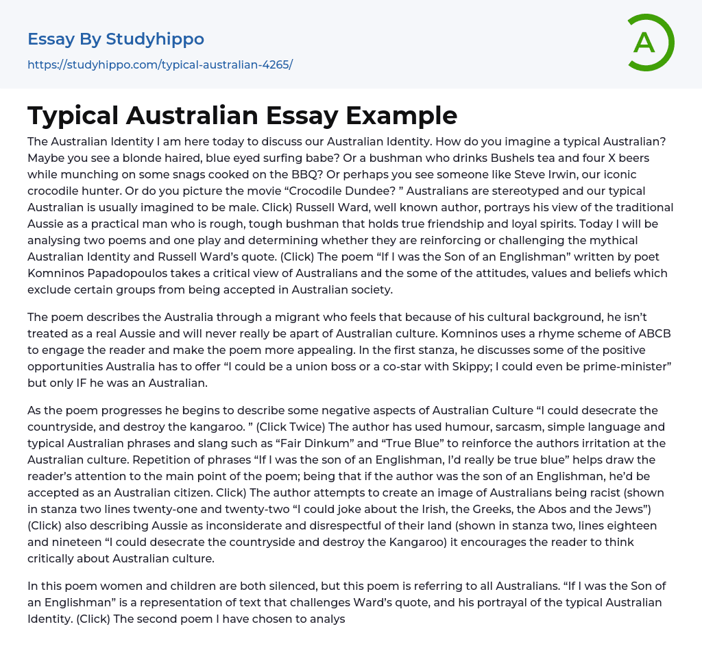 australian society essay