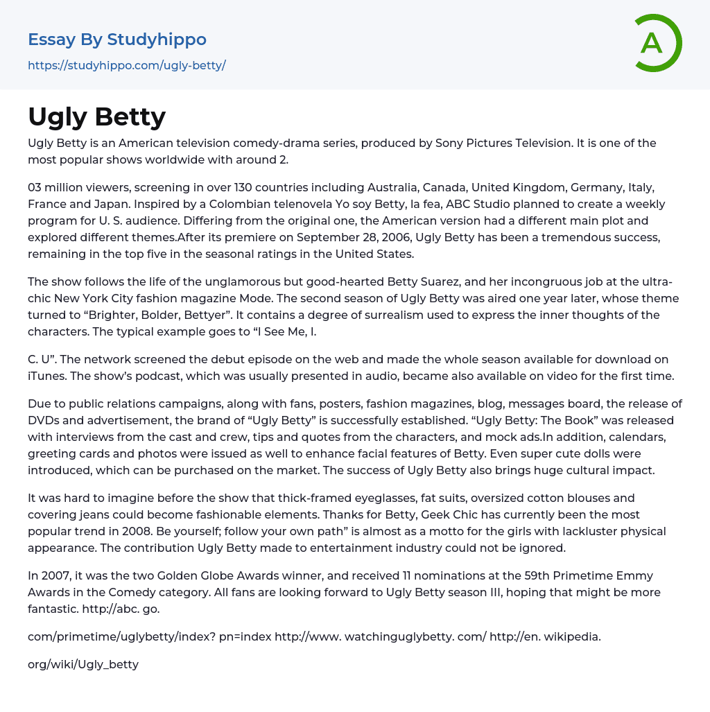 Ugly Betty Essay Example
