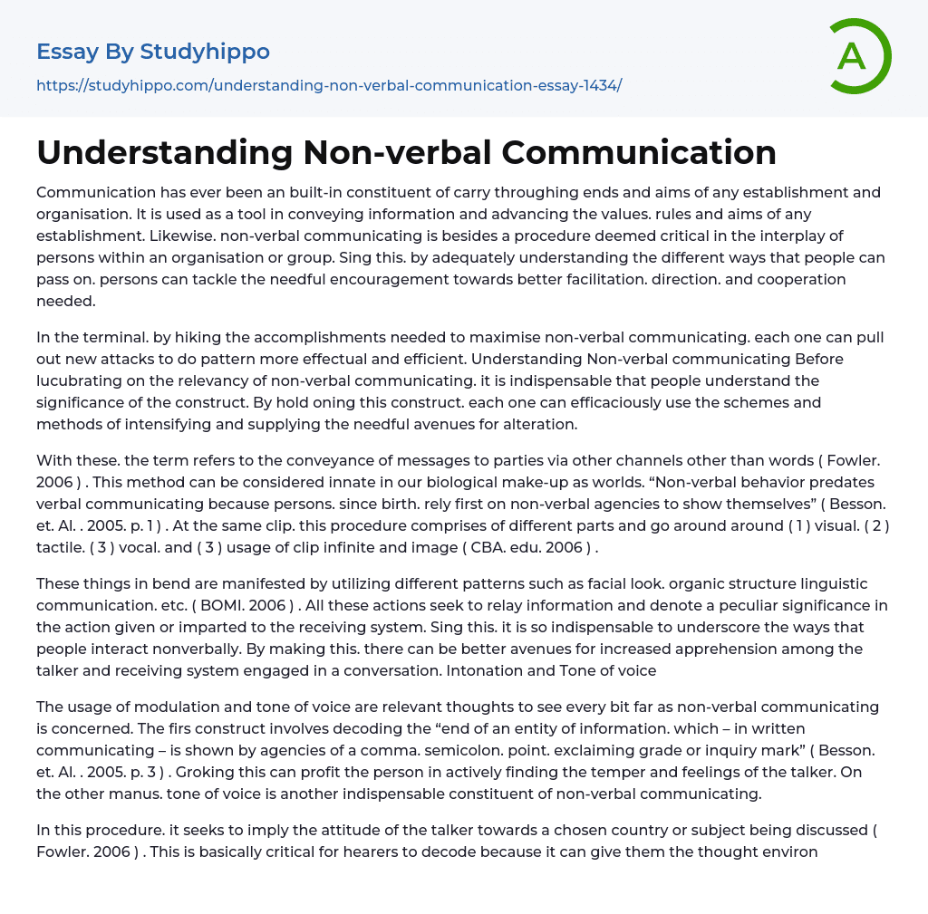 essay on non verbal communication