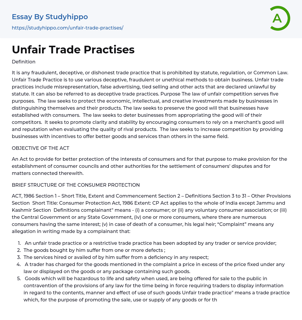 case study of unfair trade practices
