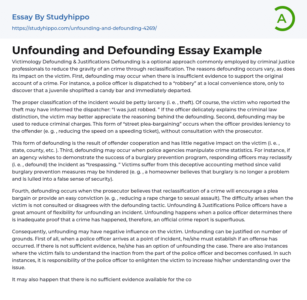Unfounding and Defounding Essay Example