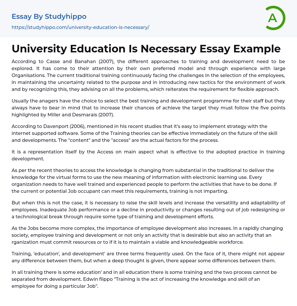 University Education Is Necessary Essay Example