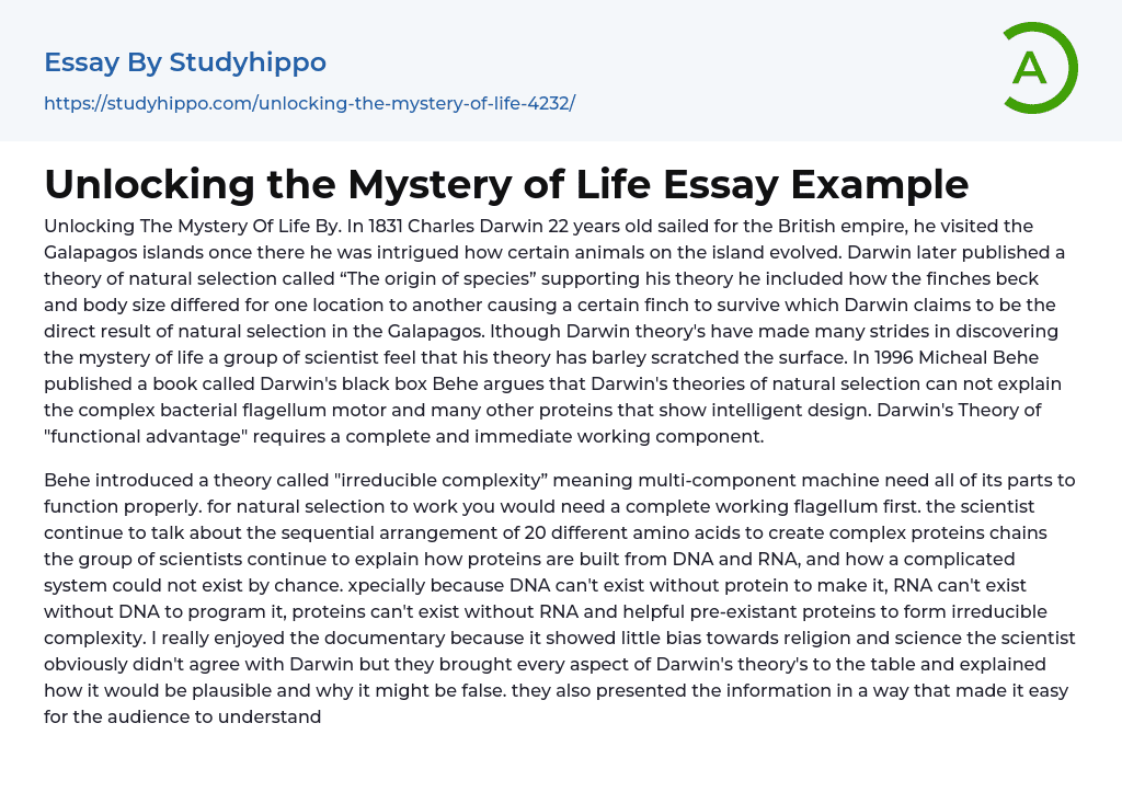 Unlocking the Mystery of Life Essay Example