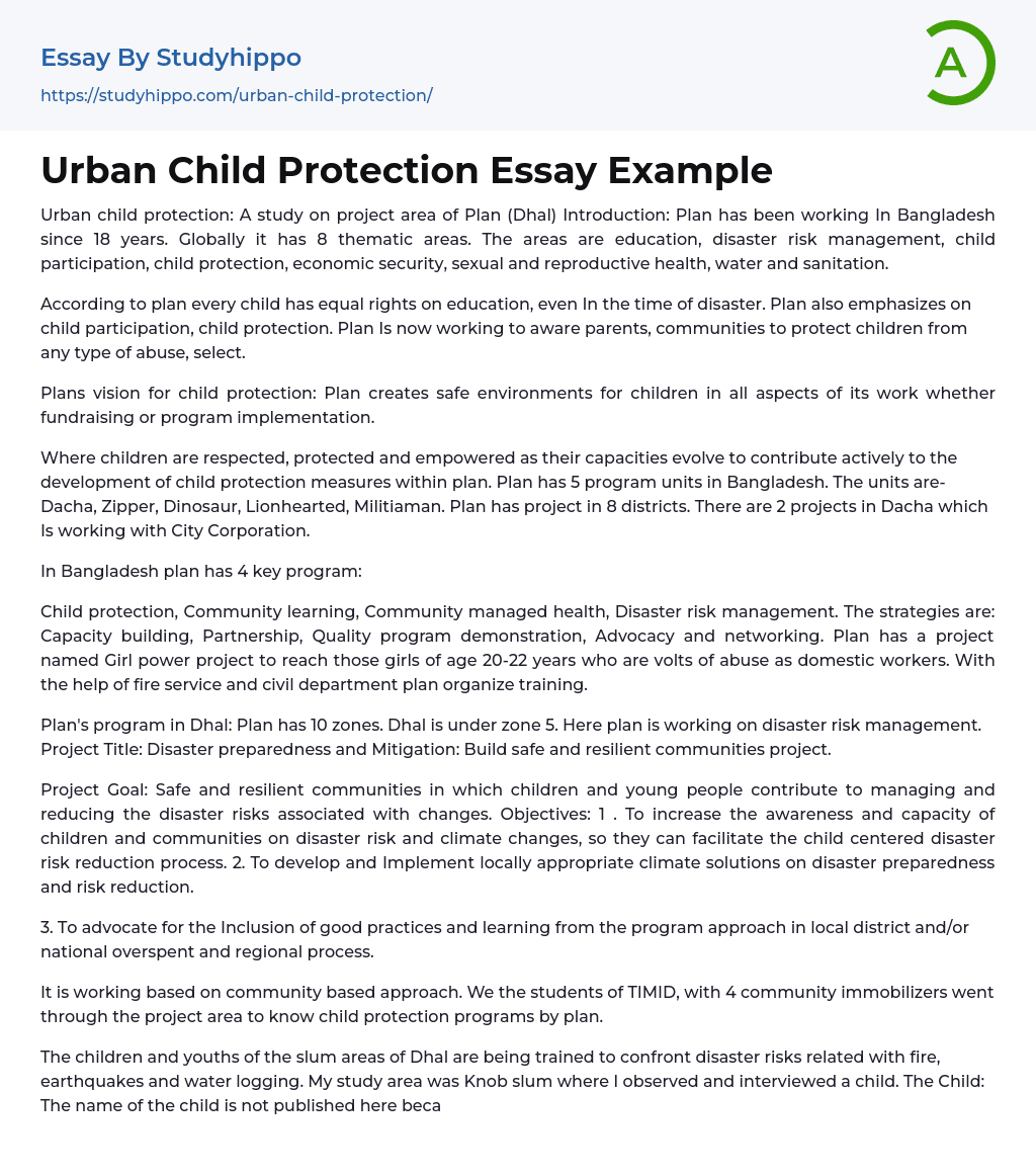 Urban Child Protection Essay Example