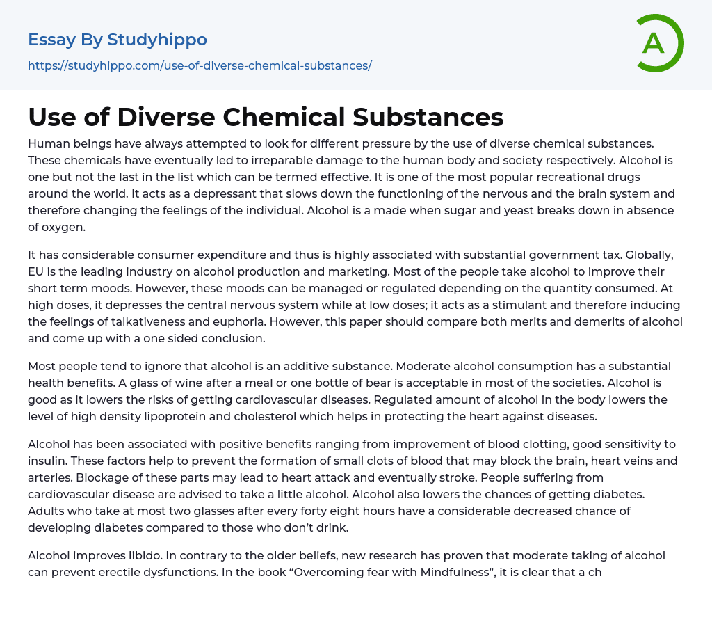 Use of Diverse Chemical Substances Essay Example
