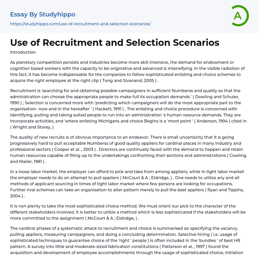 thesis topics on recruitment and selection