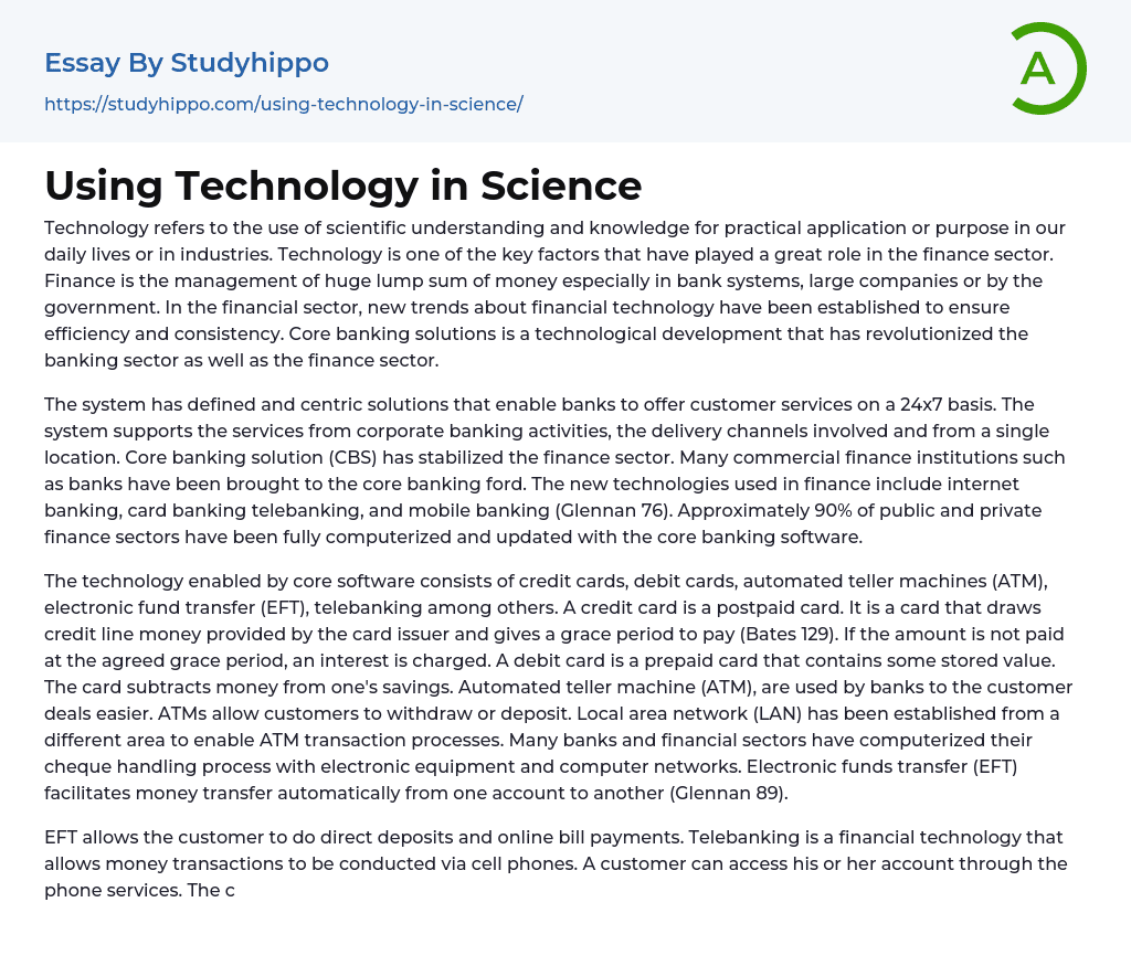 Using Technology in Science Essay Example