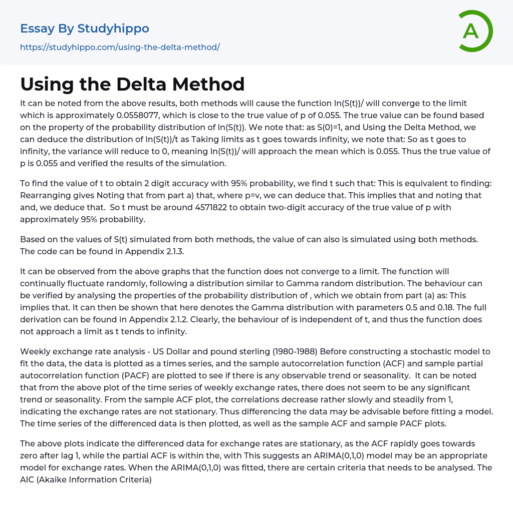 Using the Delta Method Essay Example