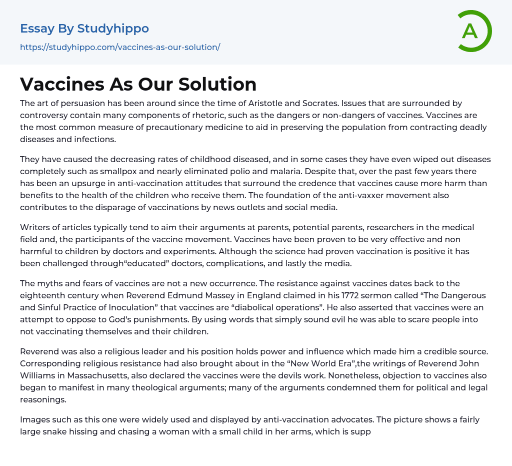 Vaccines As Our Solution Essay Example