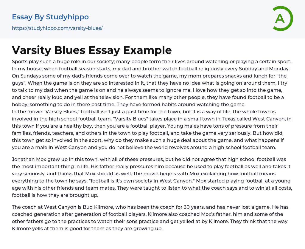 Varsity Blues Essay Example