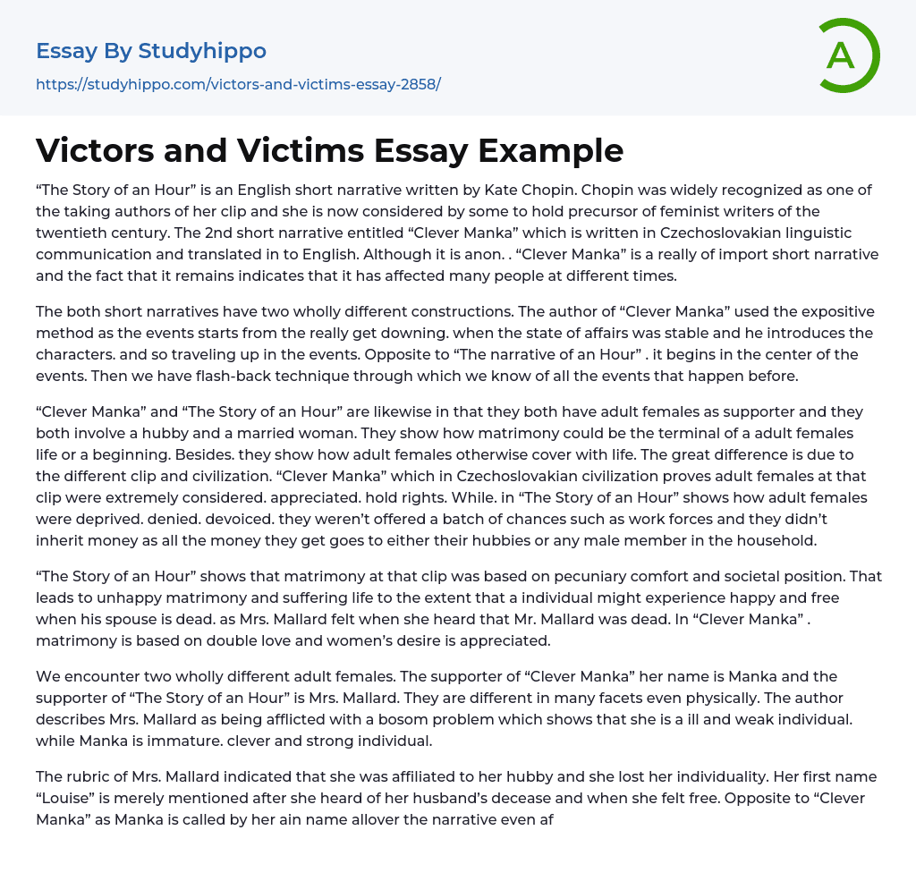 Victors and Victims Essay Example