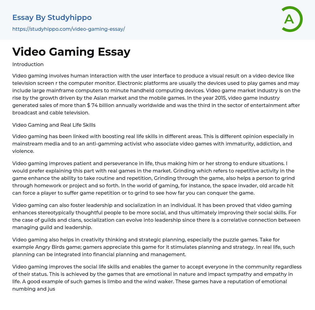 Video Gaming Essay