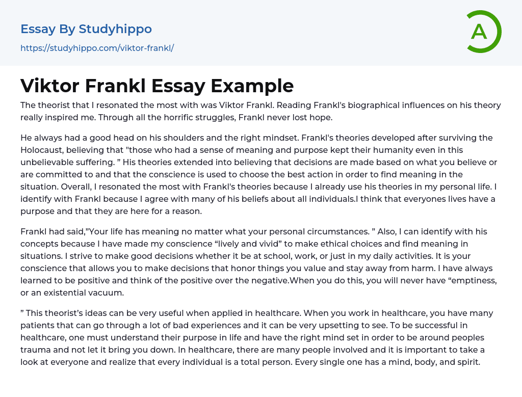 Viktor Frankl Essay Example