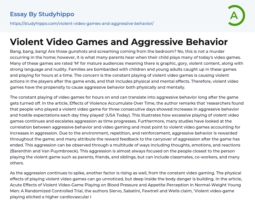 do violent video games affect behavior essay