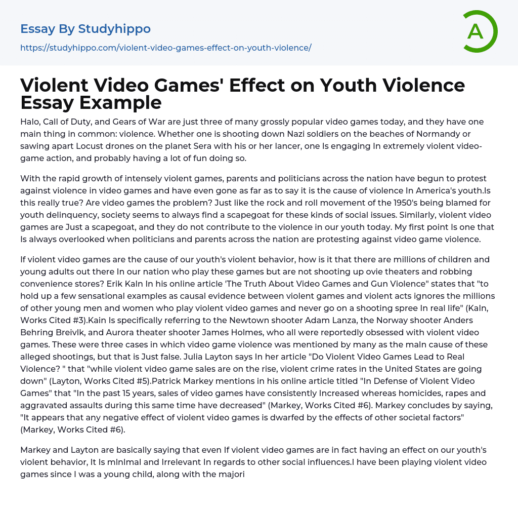 video games and violence essay