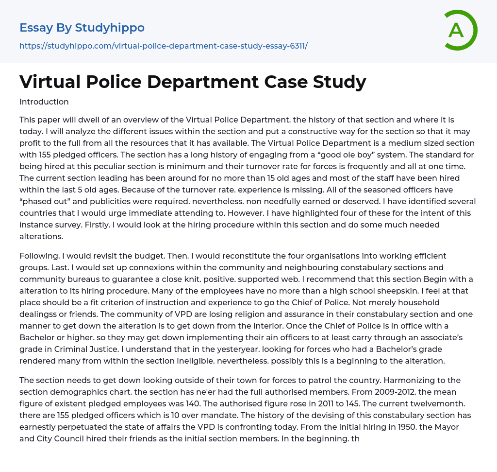 Virtual Police Department Case Study