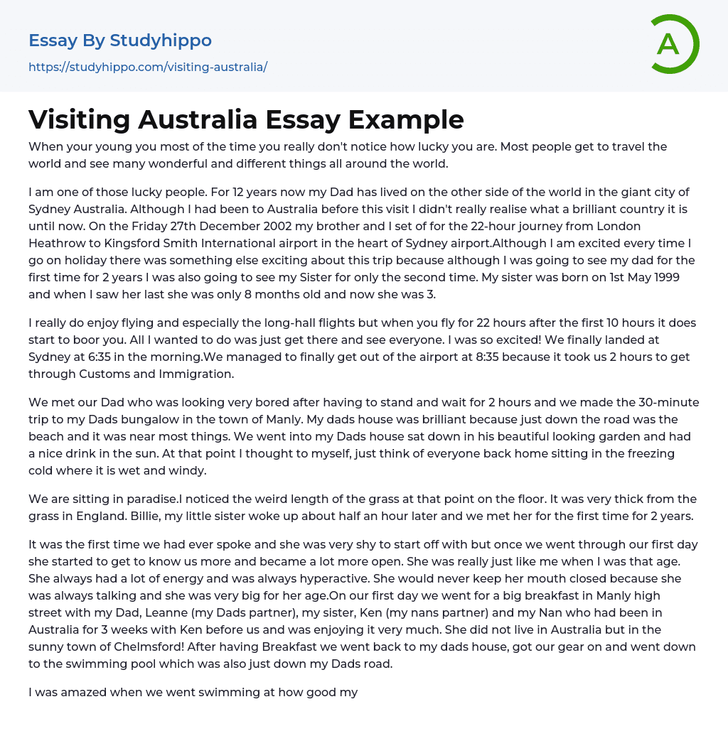 Visiting Australia Essay Example