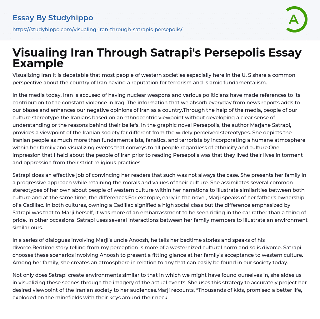 Visualing Iran Through Satrapi’s Persepolis Essay Example