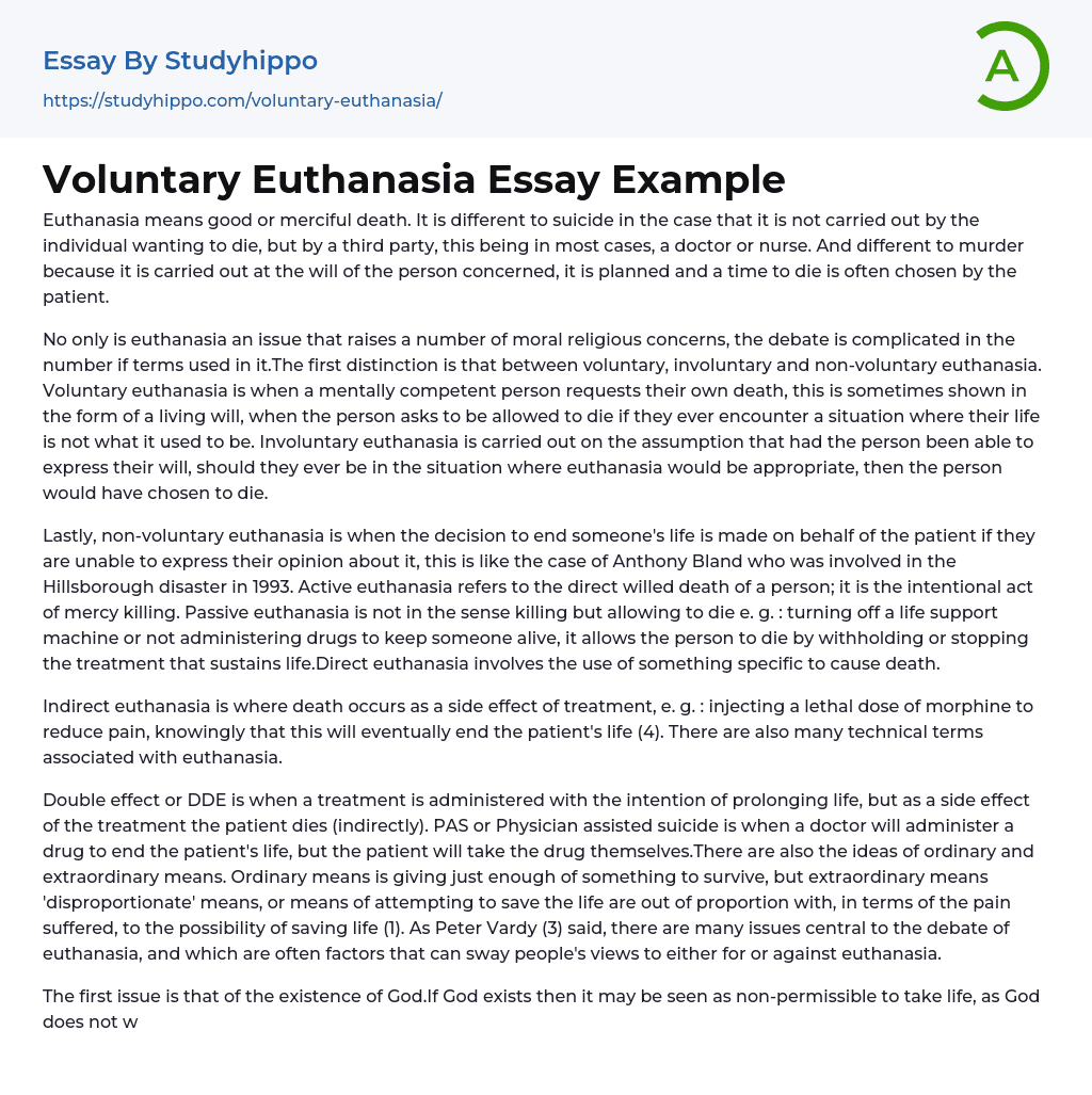 argumentative essay on voluntary euthanasia