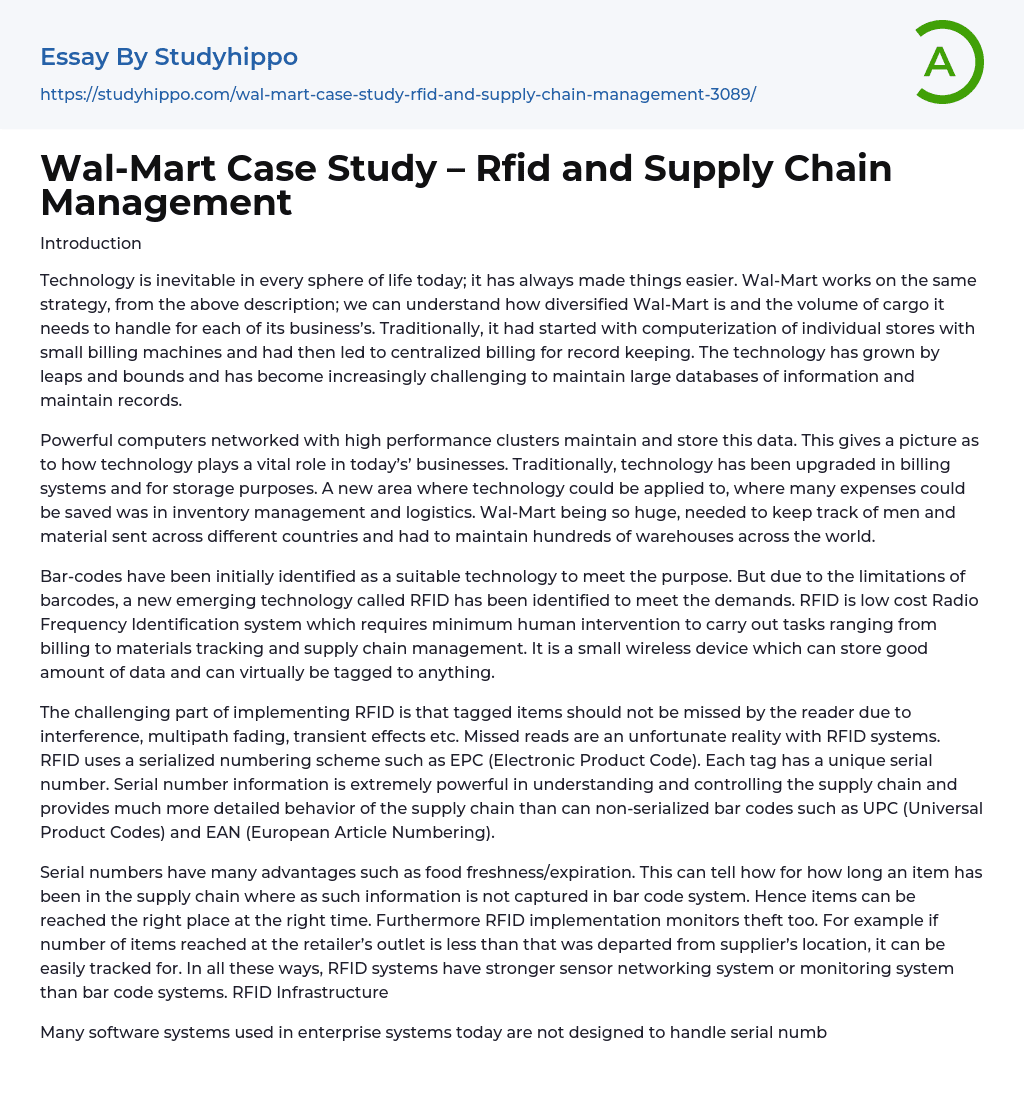walmart case study supply chain