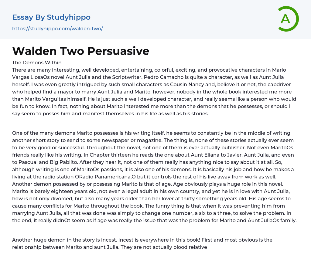 Walden Two Persuasive Essay Example