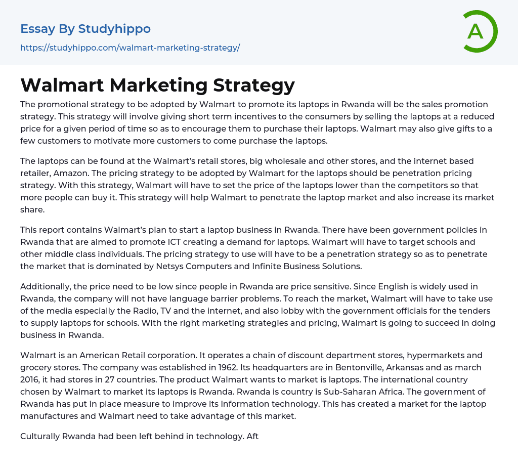 Walmart Marketing Strategy Essay Example