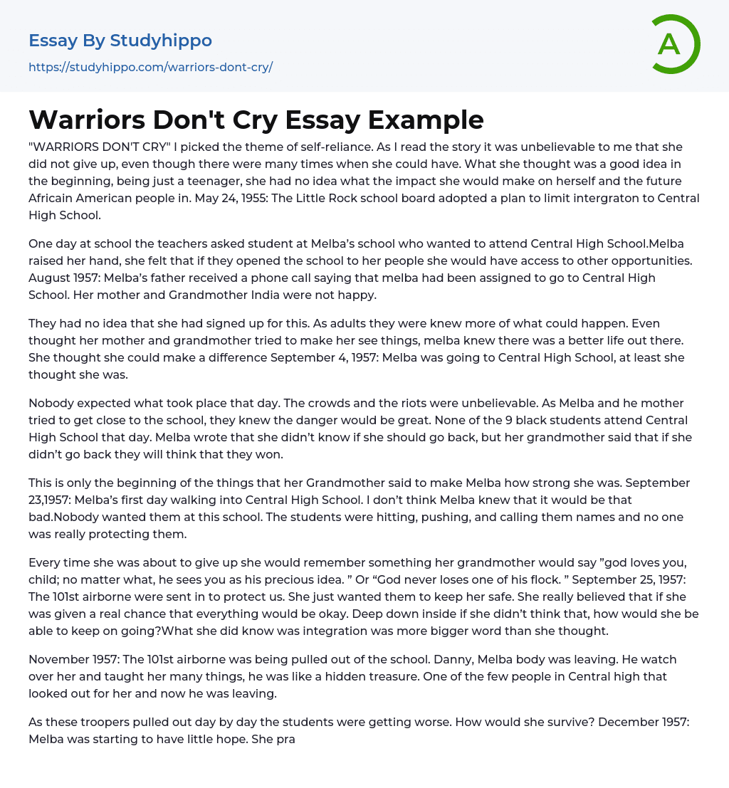 Warriors Don’t Cry Essay Example