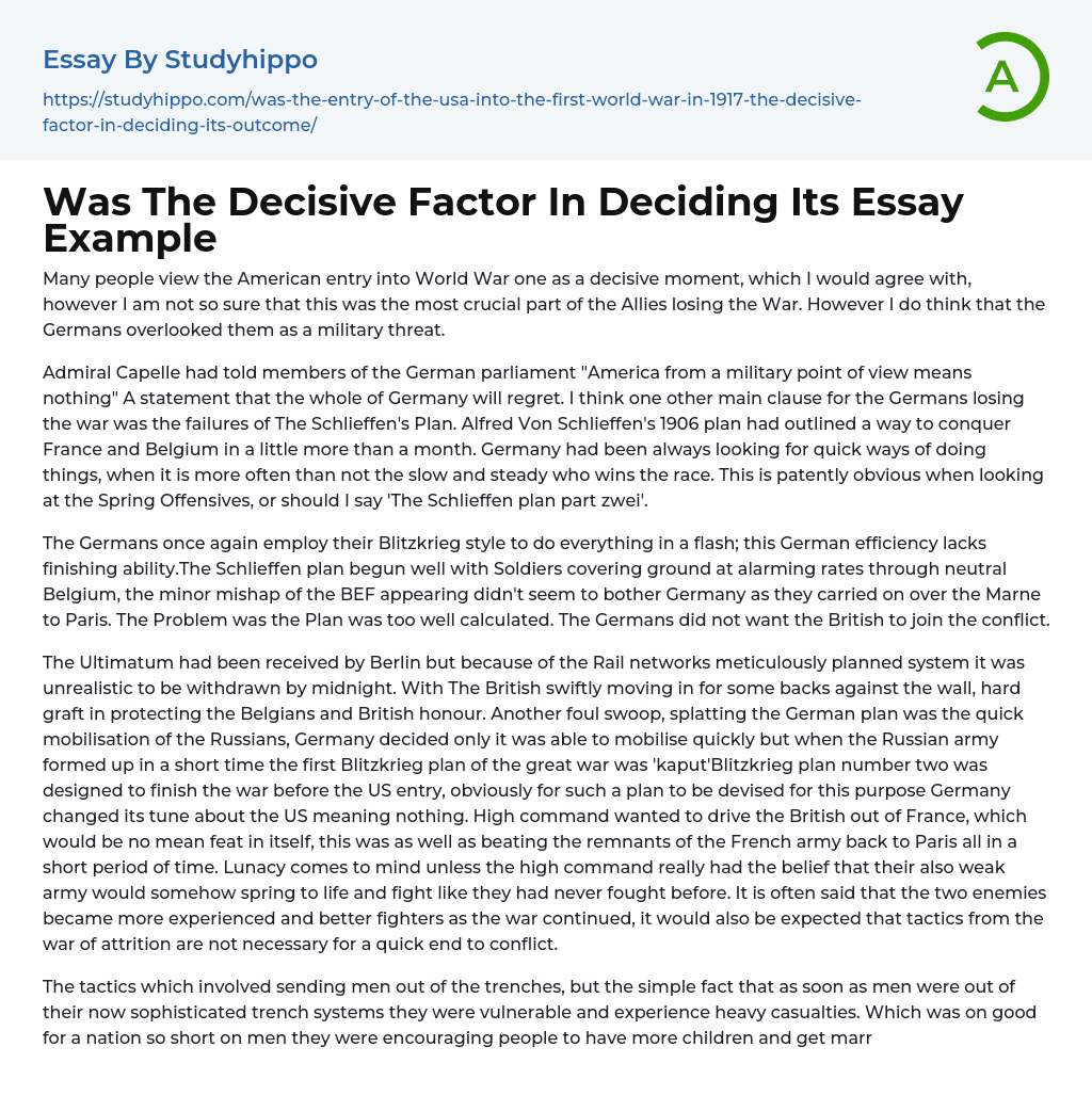 Was The Decisive Factor In Deciding Its Essay Example