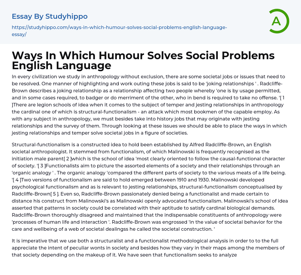 Ways In Which Humour Solves Social Problems English Language Essay Example