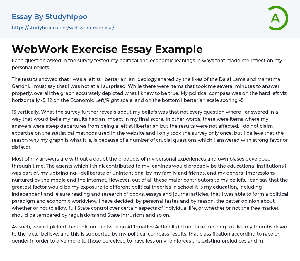 WebWork Exercise Essay Example