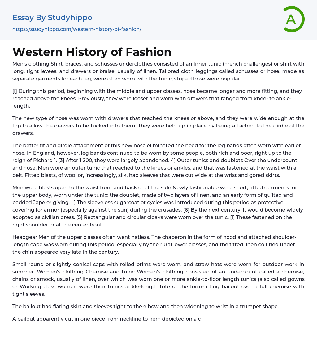 fashion and history essay