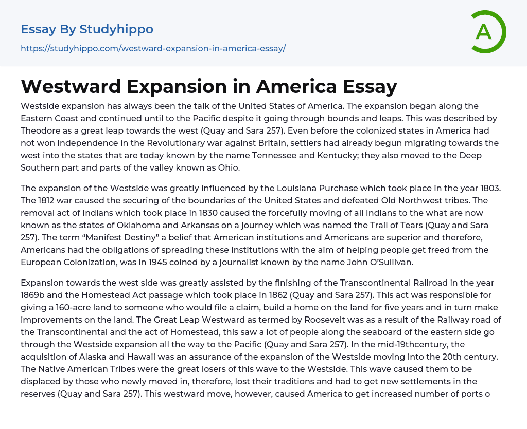 Westward Expansion in America Essay